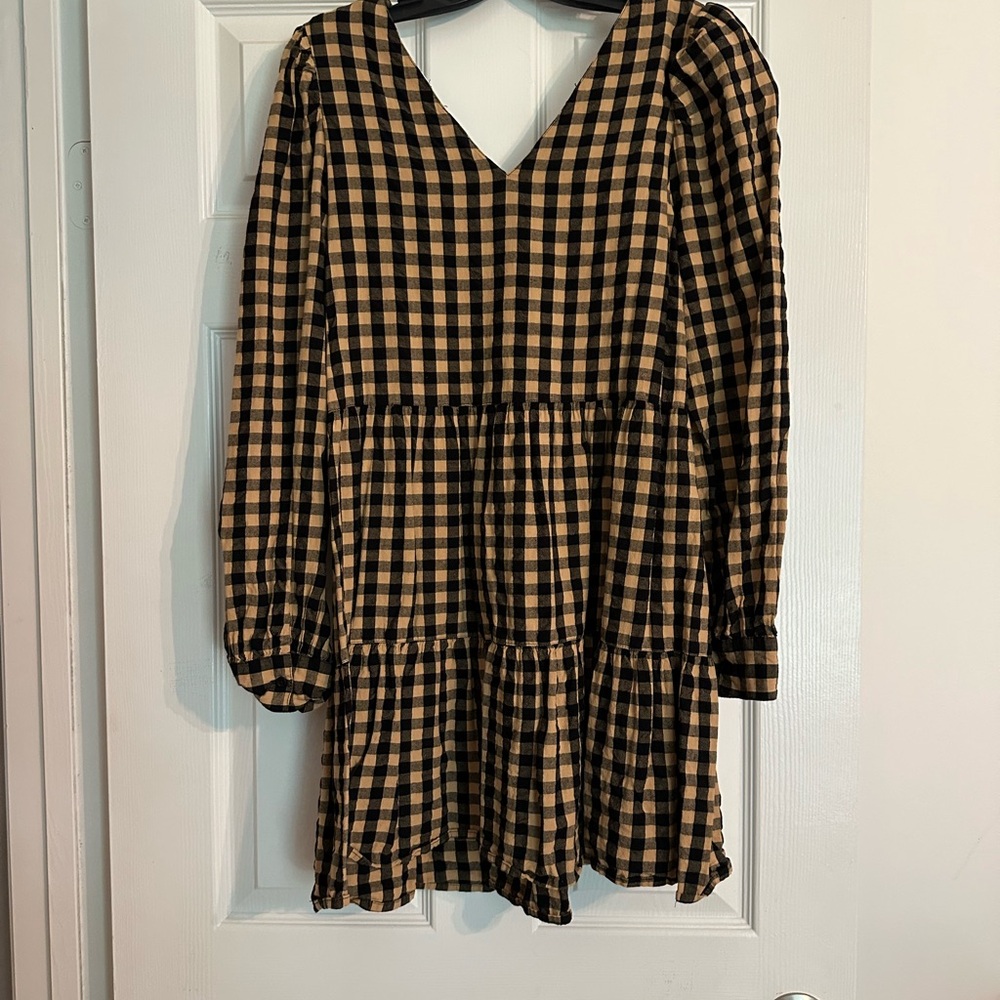Collusion Black and Tan Checkered Dress